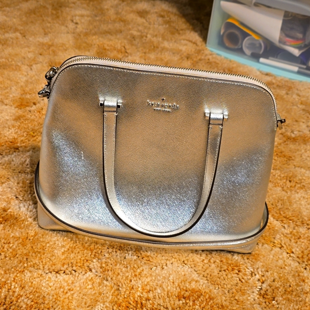 Kate Spade metallic silver dome satchel